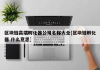 区块链高端孵化器公司名称大全[区块链孵化器 什么意思]